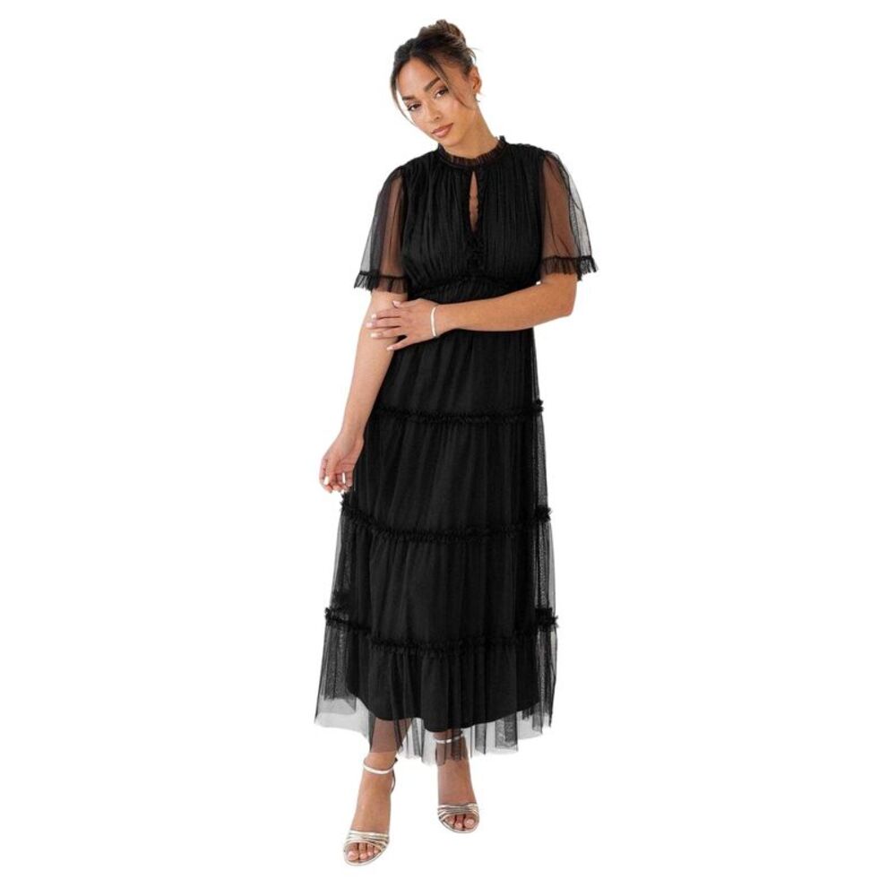 Anaya With Love Womens/Ladies Tulle Keyhole Maxi Dress / Black